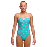 Funkita Girls Go Flamingo! ECO Single Strap One Piece Swimwear, Girls Full Piece Swimsuit