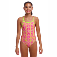 Funkita Girls Poison Pink ECO Single Strap One Piece Swimwear, Girls Full Piece Swimsuit