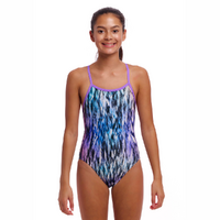 Funkita Girls 	Fly Dye ECO Single Strap One Piece Swimwear, Girls Full Piece Swimsuit