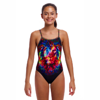 Funkita Girls Pride Alive ECO Single Strap One Piece Swimwear, Girls Full Piece Swimsuit
