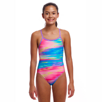 Funkita Girls Tropic Wash ECO Single Strap One Piece Swimwear, Girls Full Piece Swimsuit