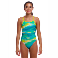Funkita Girls Nord Stream ECO Single Strap One Piece Swimwear, Girls Full Piece Swimsuit