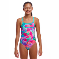 Funkita Girls Snap That ECO Single Strap One Piece Swimwear, Girls Full Piece Swimsuit