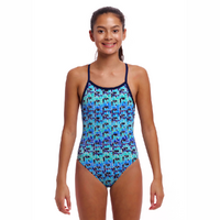 Funkita Girls Jack Stack ECO Single Strap One Piece Swimwear, Girls Full Piece Swimsuit
