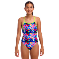 Funkita Girls 	Wet Wave ECO Single Strap One Piece Swimwear, Girls Full Piece Swimsuit