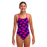 Funkita Girls Pinky Palms ECO Single Strap One Piece Swimwear, Girls Full Piece Swimsuit
