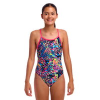 Funkita Girls 	Lolly Leopard ECO Single Strap One Piece Swimwear, Girls Full Piece Swimsuit