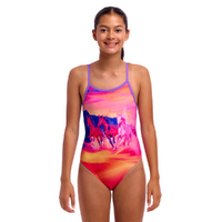 Funkita Girls Go Riding ECO Single Strap One Piece Swimwear, Girls Full Piece Swimsuit