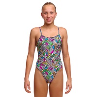 Funkita Girls Bitsy Boss ECO Single Strap One Piece Swimwear, Girls Full Piece Swimsuit