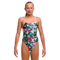 Funkita Girls Sub Lime ECO Single Strap One Piece Swimwear, Girls Full Piece Swimsuit