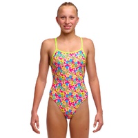 Funkita Girls Flow Blow ECO Single Strap One Piece Swimwear, Girls Full Piece Swimsuit