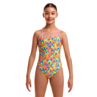 Funkita Girls Hillary Puff ECO Single Strap One Piece Swimwear, Girls Full Piece Swimsuit