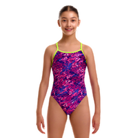 Funkita Girls Sweet Scaley ECO Single Strap One Piece Swimwear, Girls Full Piece Swimsuit