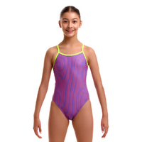 Funkita Girls Berry Crush ECO Single Strap One Piece Swimwear, Girls Full Piece Swimsuit