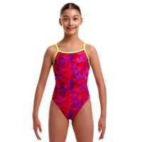 Funkita Girls Try Pink ECO Single Strap One Piece Swimwear, Girls Full Piece Swimsuit