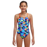 Funkita Girls Chip Set ECO Diamond Back One Piece Swimwear, Girls Full Piece Swimsuit