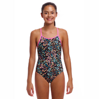 Funkita Girls Copper Cluster ECO Diamond Back One Piece Swimwear, Girls Full Piece Swimsuit