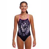 Funkita Girls Power Shift ECO Diamond Back One Piece Swimwear, Girls Full Piece Swimsuit