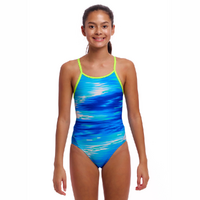 Funkita Girls Sea Breeze ECO Diamond Back One Piece Swimwear, Girls Full Piece Swimsuit