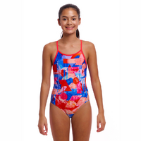 Funkita Girls Miss Adventure ECO Diamond Back One Piece Swimwear, Girls Full Piece Swimsuit