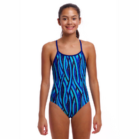 Funkita Girls Snork City ECO Diamond Back One Piece Swimwear, Girls Full Piece Swimsuit