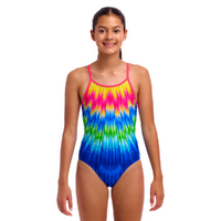 Funkita Girls Fly Time ECO Diamond Back One Piece Swimwear, Girls Full Piece Swimsuit