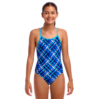 Funkita Girls Under Over ECO Diamond Back One Piece Swimwear, Girls Full Piece Swimsuit