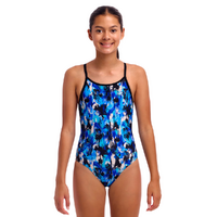 Funkita Girls You Messer ECO Diamond Back One Piece Swimwear, Girls Full Piece Swimsuit