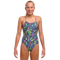 Funkita Girls 	Bits Of Peace ECO Diamond Back One Piece Swimwear, Girls Full Piece Swimsuit