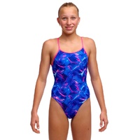 Funkita Girls Rising Tide ECO Diamond Back One Piece Swimwear, Girls Full Piece Swimsuit
