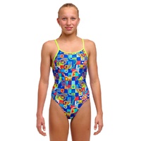 Funkita Girls 	Bored Games ECO Diamond Back One Piece Swimwear, Girls Full Piece Swimsuit