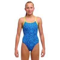 Funkita Girls Pebble Beach ECO Diamond Back One Piece Swimwear, Girls Full Piece Swimsuit