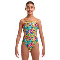 Funkita Girls Five Serves ECO Diamond Back One Piece Swimwear, Girls Full Piece Swimsuit