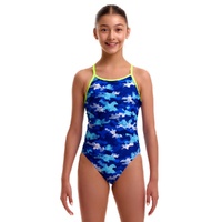 Funkita Girls Clean Marine ECO Diamond Back One Piece Swimwear, Girls Full Piece Swimsuit