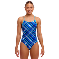 Funkita Women's Under Over ECO Diamond Back One Piece Swimwear, Women's Swimsuit