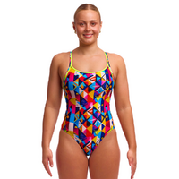 Funkita Women's Broken Blox ECO Diamond Back One Piece Swimwear, Women's Swimsuit