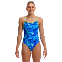Funkita Women's ECO Diamond Back One Piece Swimwear, Women's Swimsuit - Try Blue