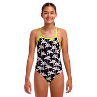 Funkita Girls Palm Night ECO Strapped In One Piece Swimwear, Girls One Piece Swimsuit