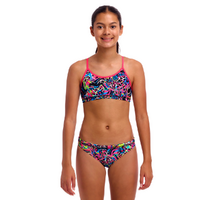 Funkita Girls Lolly Leopard ECO Racerback Two Piece Swimwear, Girls Two Piece Swimsuit