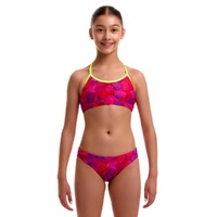 Funkita Girls Try Pink ECO Racerback Two Piece Swimwear, Girls Two Piece Swimsuit