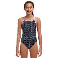 Funkita Summer Fish Girls Tie Me Tight One Piece Swimwear, Girls Full Piece Swimsuit