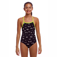 Funkita Eye Spy Girls Tie Me Tight One Piece Swimwear, Girls Full Piece Swimsuit