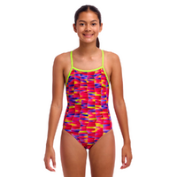 Funkita Wriggle Walls Girls Tie Me Tight One Piece Swimwear, Girls Full Piece Swimsuit