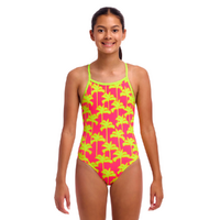 Funkita Sweet Coconuts Girls Tie Me Tight One Piece Swimwear, Girls Full Piece Swimsuit