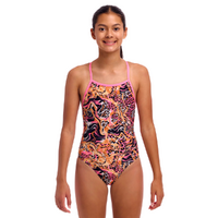 Funkita Tipsy Tiger Girls Tie Me Tight One Piece Swimwear, Girls Full Piece Swimsuit