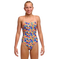 Funkita Killer Flowers Girls Tie Me Tight One Piece Swimwear, Girls Full Piece Swimsuit