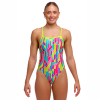 Funkita Candy Cracks ECO Tie Me Tight One Piece Women's Swimwear, Chlorine Resistant Swimwear