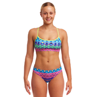 Funkita Women's Kris Kringle Crop Top Two Piece Swimwear, Ladies Two Piece Swimsuit