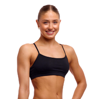Funkita Ladies Still Black Eco Swim Crop Top - TOP ONLY - SEPARATES, Womans Swimwear