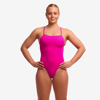 Funkita Still Still Pink Ladies Single Strength One Piece Swimwear, Women's Swimsuit